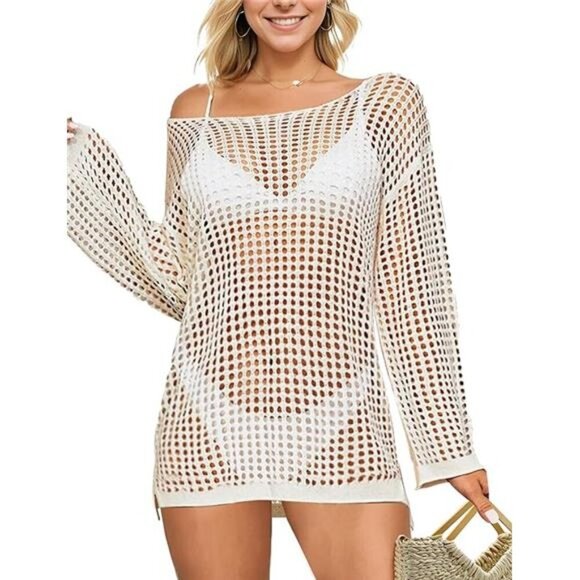 Summer Beach Cover Up Dress, Crochet Bathing Suit Coverups - Picture 7 of 7